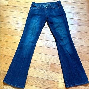 Low rise bootcut jeans 7 For All Mankind bejewelled back pockets.